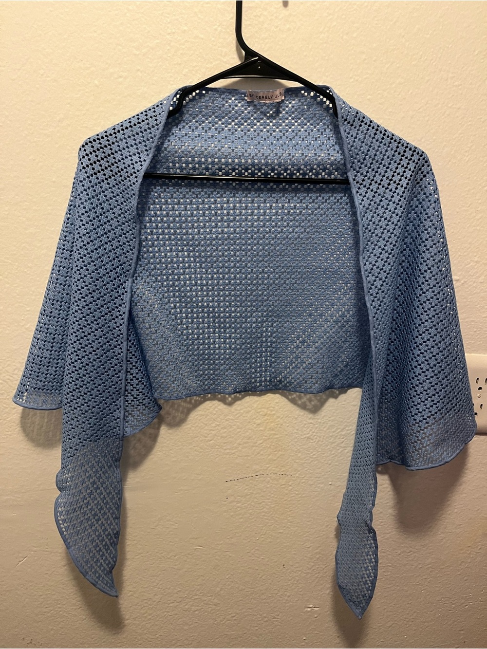 Sincerly Jules Sky Blue Open-Knit Shrug